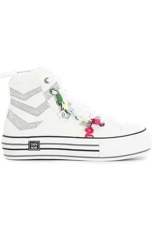 CAFèNOIR Sneakers mid in tessuto e glitter con accessorio removibile /
