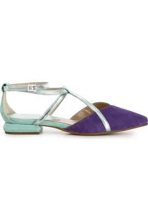CAFèNOIR Ballerine in camoscio bicolor con laccio alla caviglia