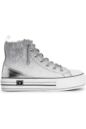 CAFèNOIR Sneakers mid pizzo degradé con lacci strass
