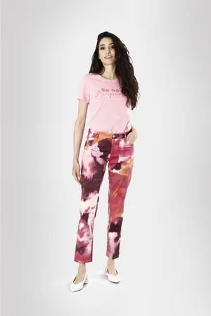 CAFèNOIR Pantaloni slim stampati in tessuto di cotone elasticizzato
