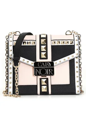 CAFèNOIR Mini bag rigida con patta e riporti multicolore con borchie