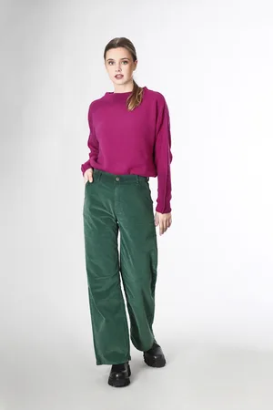 CAFèNOIR Pantalone wide leg in velluto tinto capo