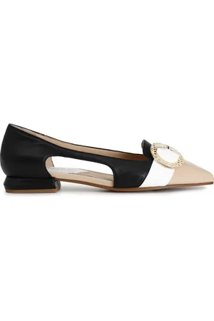 CAFèNOIR Ballerine con fibbia in pelle e punta effetto vernice