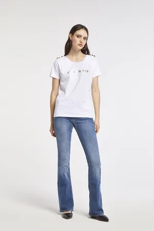 CAFèNOIR T-shirt in cotone elasticizzato con stampa logo
