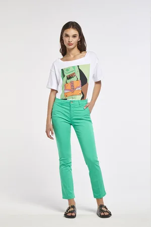 CAFèNOIR Pantaloni slim tinto capo realizzati in tessuto di cotone elasticizzato