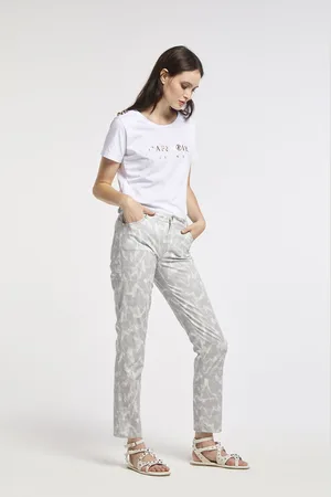 CAFèNOIR Pantaloni slim stampati in tessuto di cotone elasticizzato