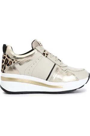 CAFèNOIR Sneakers in pelle con inserti in cavallino e laminato /