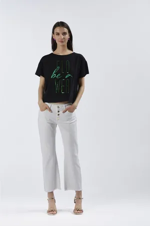 CAFèNOIR T-shirt cropped a maniche corte "be a flower"