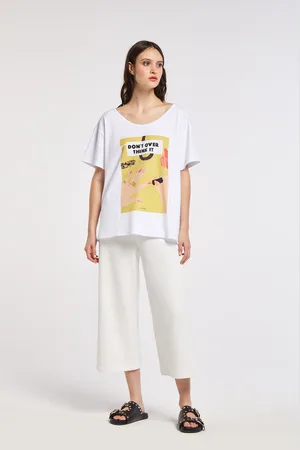 CAFèNOIR T-shirt in jersey di cotone con stampa davanti che riproduce una manicure
