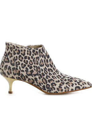CAFèNOIR Tronchetti in suede animalier con tacchetto medio
