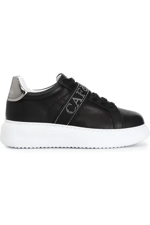 CAFèNOIR Sneakers in pelle con nastro logato con strass