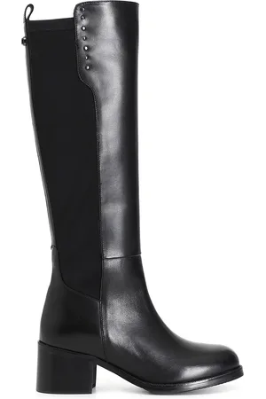 CAFèNOIR Stivale in pelle e stretch con borchie