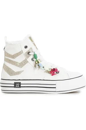 CAFèNOIR Sneakers mid in tessuto e glitter con accessorio removibile