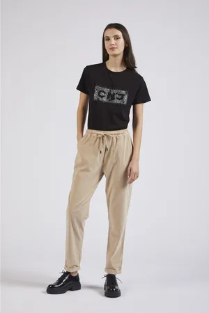 CAFèNOIR Pantalone jogger in velluto tinto capo