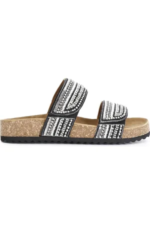 CAFèNOIR Sandali bassi modello ciabatta in sughero e strass degradè