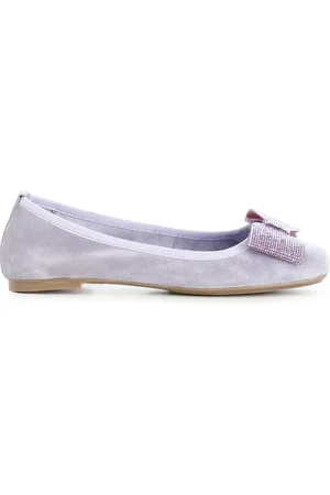 CAFèNOIR Ballerina in pelle scamosciata monocolore con fiocco tempestato di strass