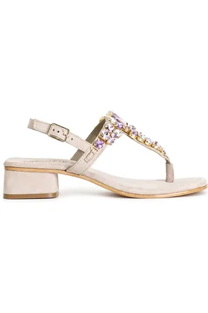 CAFèNOIR Sandali infradito in camoscio accessorio gioiello