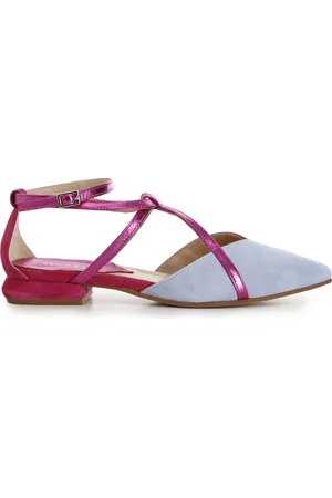 CAFèNOIR Ballerine in camoscio bicolor con laccio alla caviglia