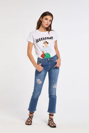 CAFèNOIR Jeans audrey slim con abrasioni