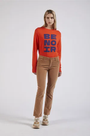 CAFèNOIR Pantalone slim in velluto tinto capo