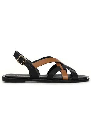 CAFèNOIR Sandali doppio incrocio in pelle bicolor