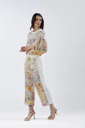 CAFèNOIR Pantaloni bimateriale con davanti stampato