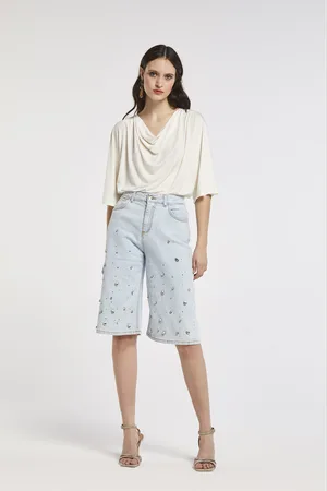 CAFèNOIR Bermuda di jeans regular in tela comfort
