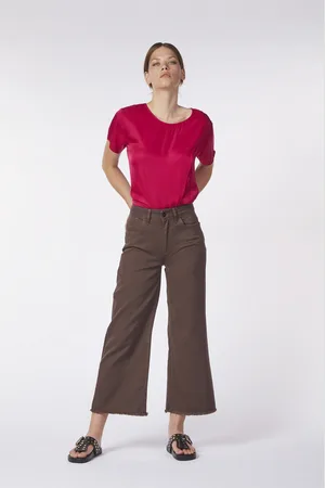 CAFèNOIR Jeans culotte in bull denim tinto capo