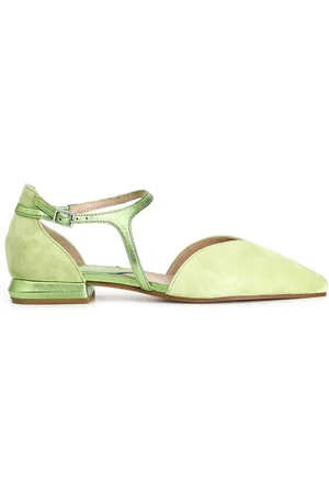 CAFèNOIR Ballerine in pelle scamosciata con laccio laminato asimmetrico