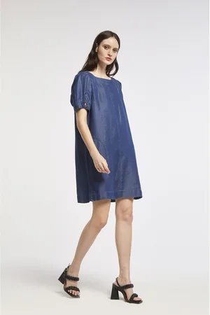 CAFèNOIR Abito a maniche corte in denim tencel
