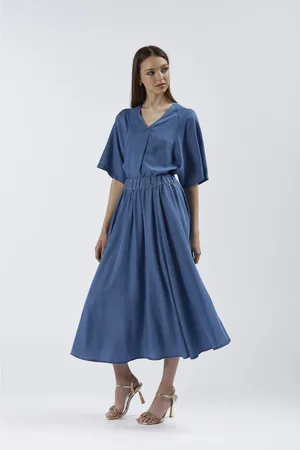 CAFèNOIR Gonna ampia in tencel denim