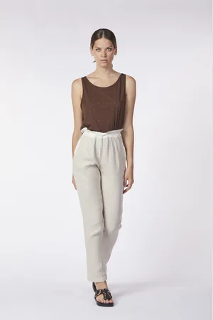 CAFèNOIR Pantaloni in lino e viscosa dalla vita elastica