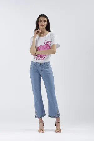 CAFèNOIR Jeans denim boot cut con ricamo sul fondo