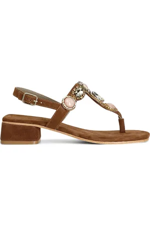 CAFèNOIR Sandali infradito in camoscio con accessorio gioiello