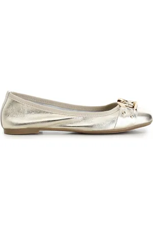 CAFèNOIR Ballerina in pelle laminata con catena decorativa