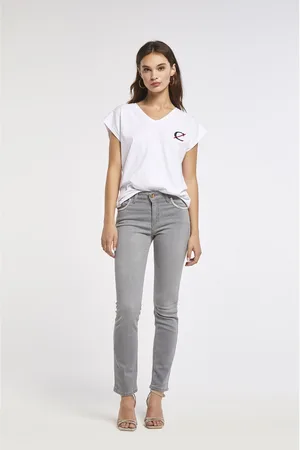 CAFèNOIR T-shirt scollo a v in jersey di cotone elasticizzato con logo