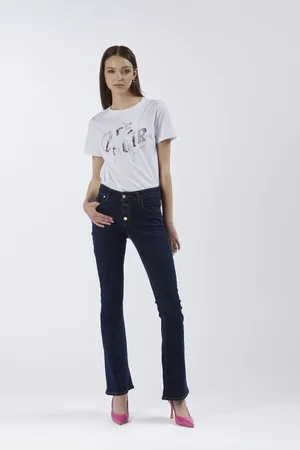 CAFèNOIR Jeans denim flare con bottoniera