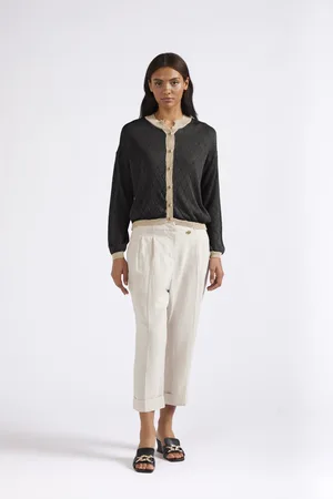 CAFèNOIR Cardigan girocollo in lurex motivo traforo