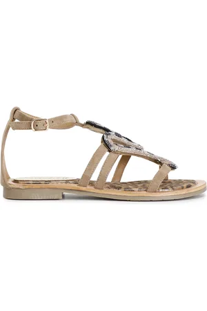CAFèNOIR Sandali in camoscio e stampa maculata con accessorio strass