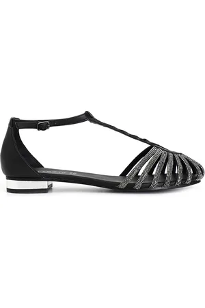 CAFèNOIR Sandali in pelle con mignon strass