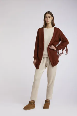 CAFèNOIR Cardigan mistoalpaca con frange alle maniche e dietro