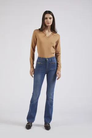 CAFèNOIR Denim flare con tasche a toppa