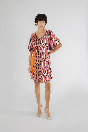 CAFèNOIR Abito tipo tunica in satin stampato