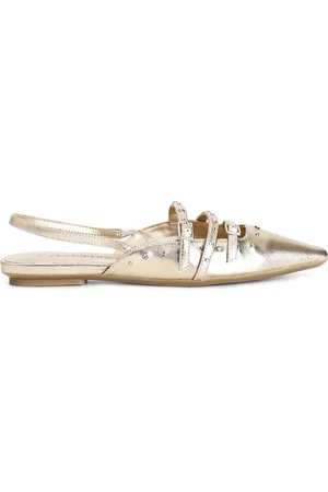 CAFèNOIR Slingback in pelle laminata con borchie e strass