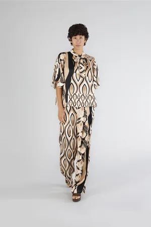 CAFèNOIR Blusa con fusciacca al collo satin stampato