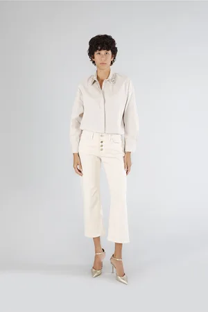 CAFèNOIR Pantaloni bootcut cropped in bull denim