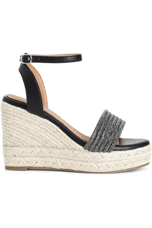 CAFèNOIR Sandali con mignons strass su zeppa corda