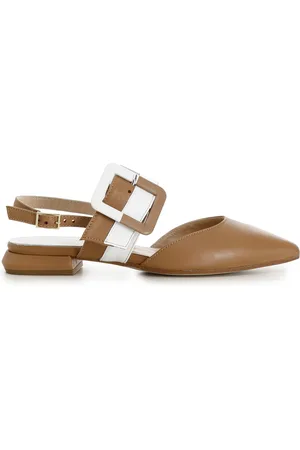 CAFèNOIR Ballerine in pelle dalla punta affusolata con fibbia bicolor /