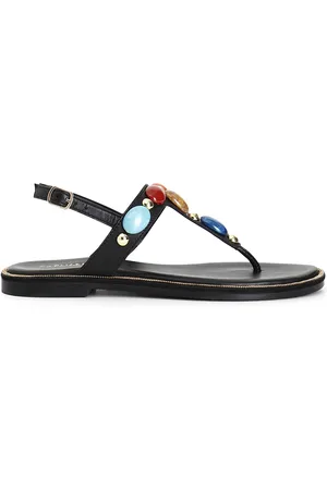 CAFèNOIR Sandali infradito in pelle con pietre