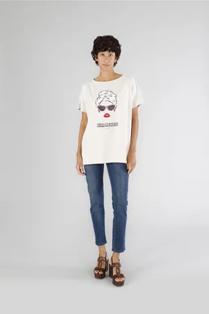 CAFèNOIR T-shirt con scritta "bella in estate" e stampa